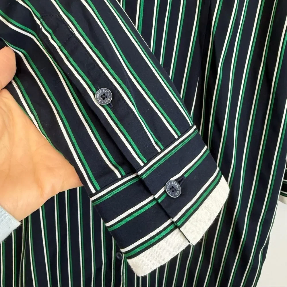Brooks Brothers Blue Stripe Shirt Dress Preppy Button Down Cotton Women’s Size 2